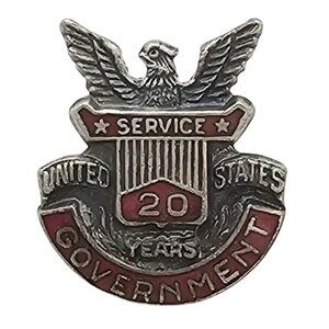 Sterling Silver United States Government  20 Years Service Pin C801